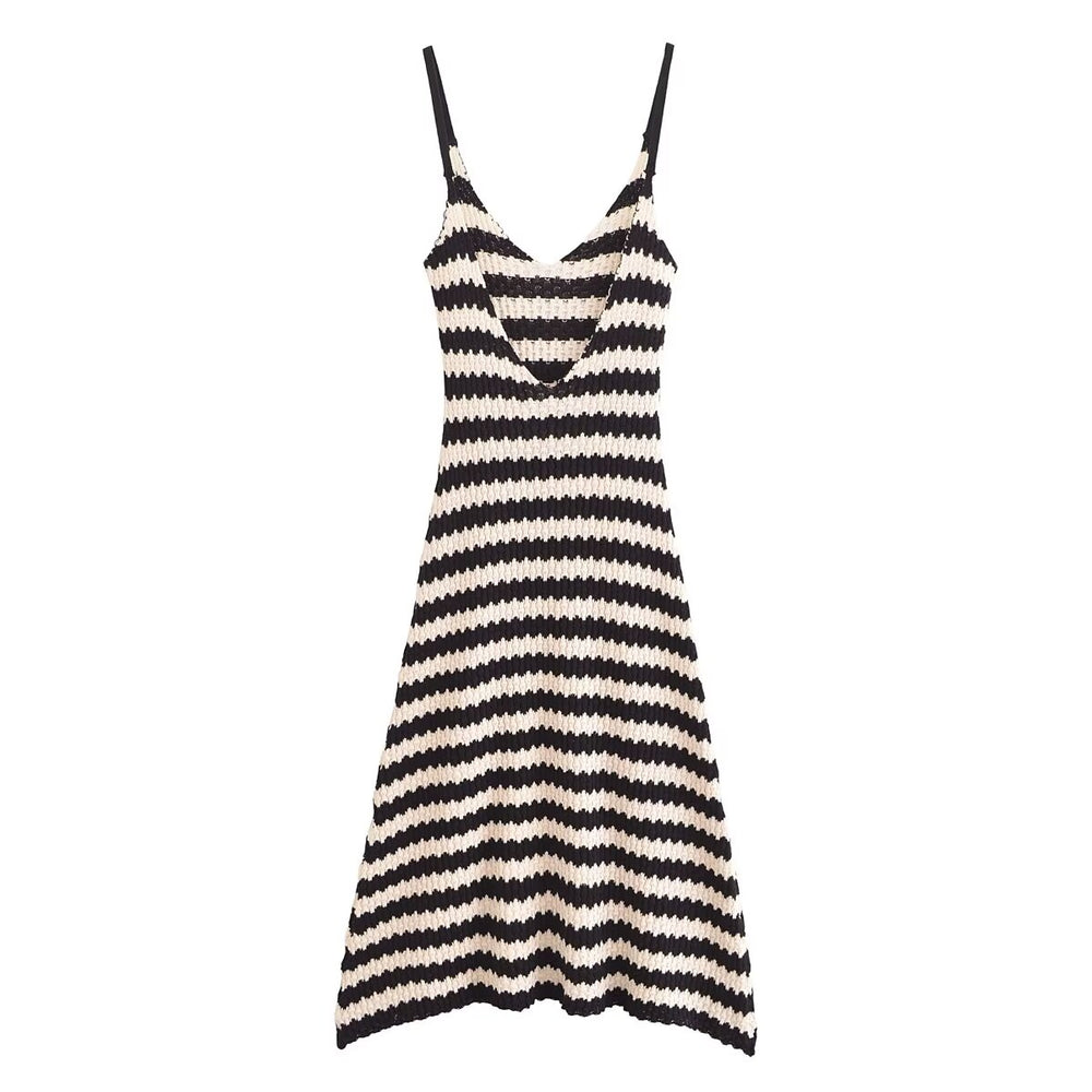 Striped Knitted A Line Dress