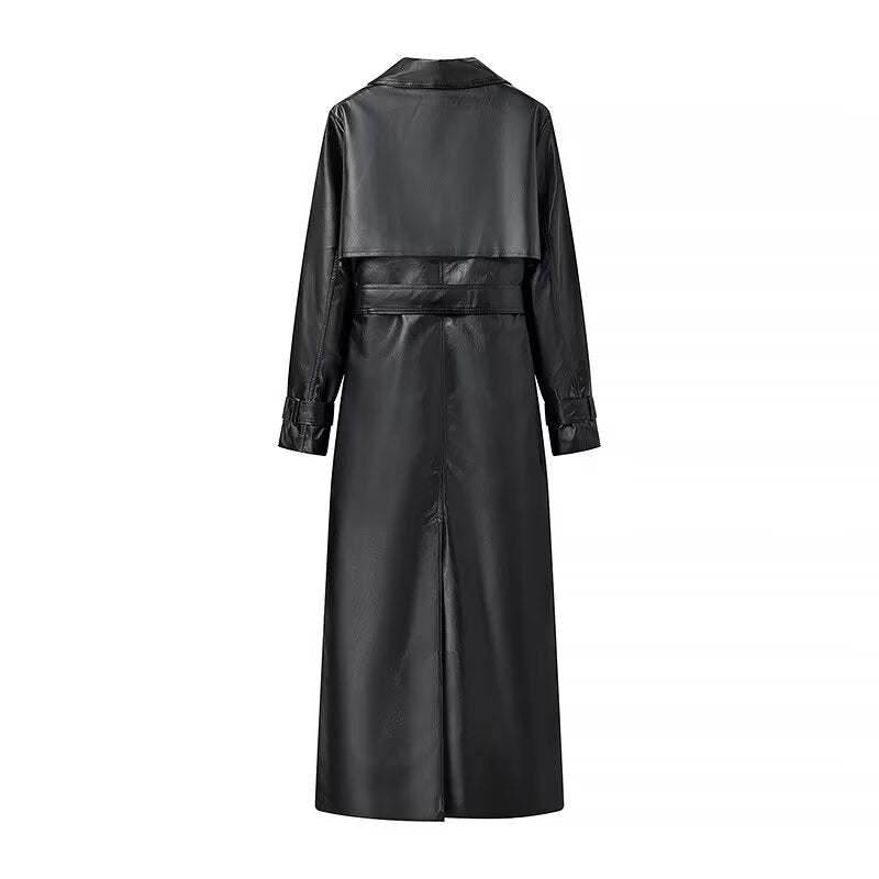 
                      
                        Long Sleeve PU Full Length Trench Coat
                      
                    