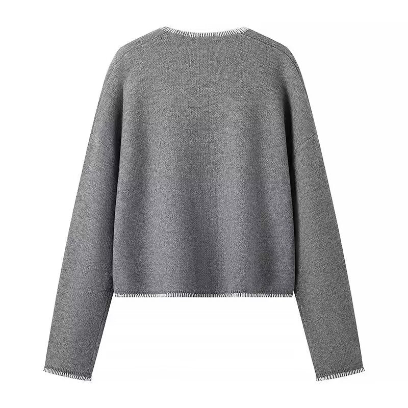 
                      
                        Long Sleeve Large Pocket V-Neck Sweater
                      
                    