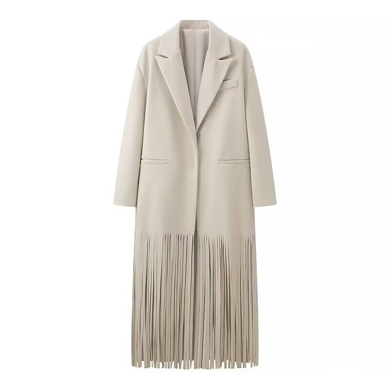 
                      
                        Long Sleeve Fringe Hem Coat
                      
                    