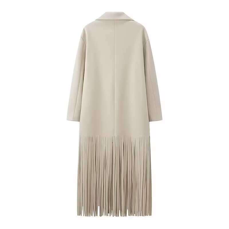 
                      
                        Long Sleeve Fringe Hem Coat
                      
                    