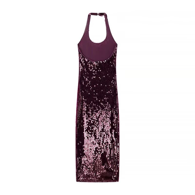 
                      
                        Fully Sequined Halter Gown
                      
                    