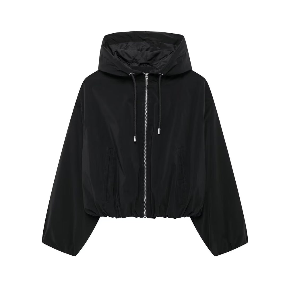 Hooded Cinched Hem Jacket