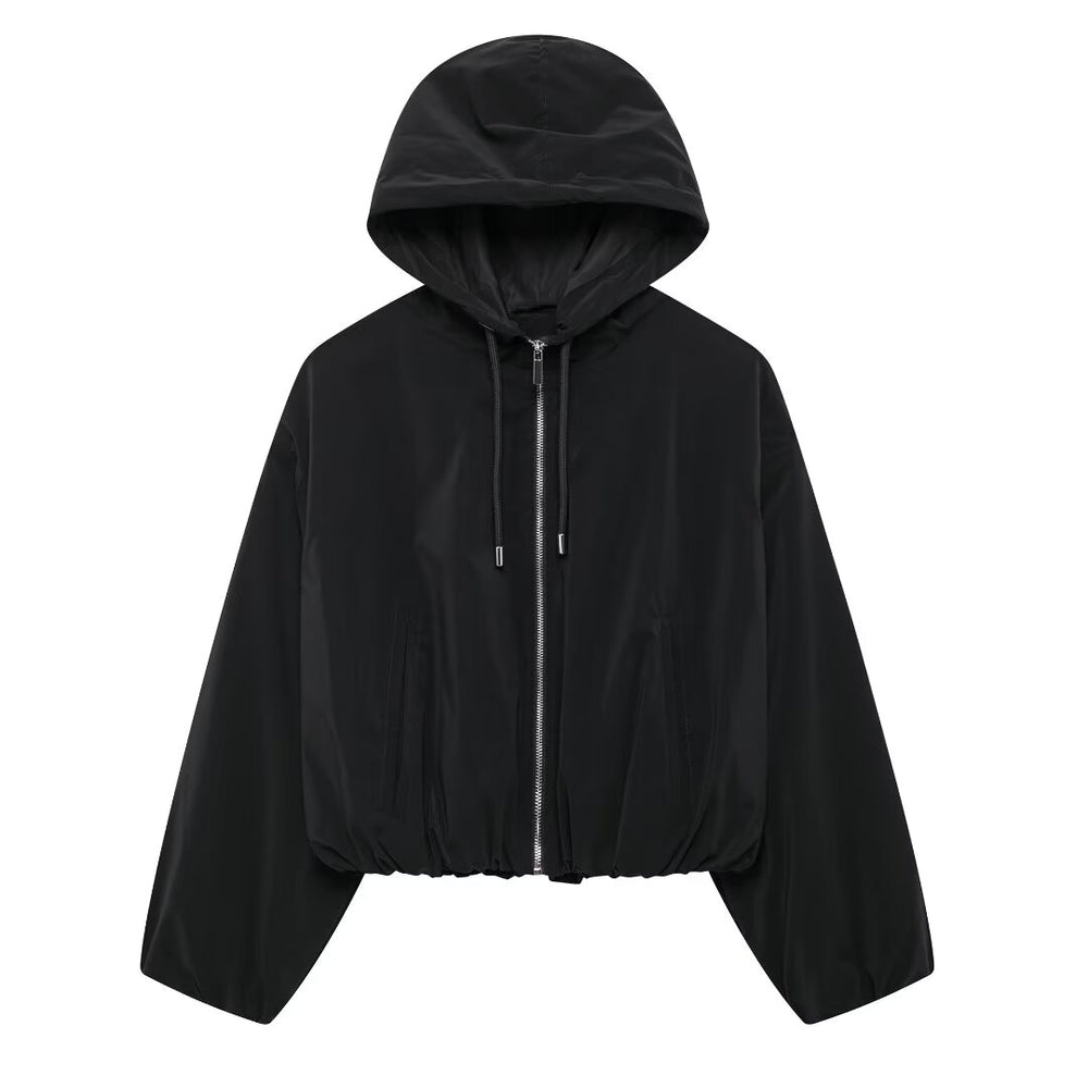 Hooded Cinched Hem Jacket