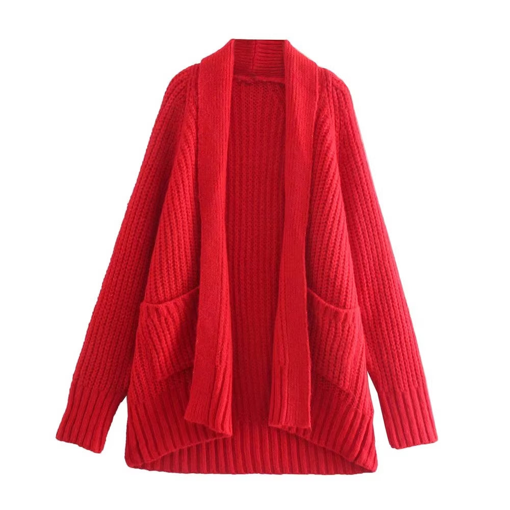 Ribbed Long Sleeve Open Cardigan