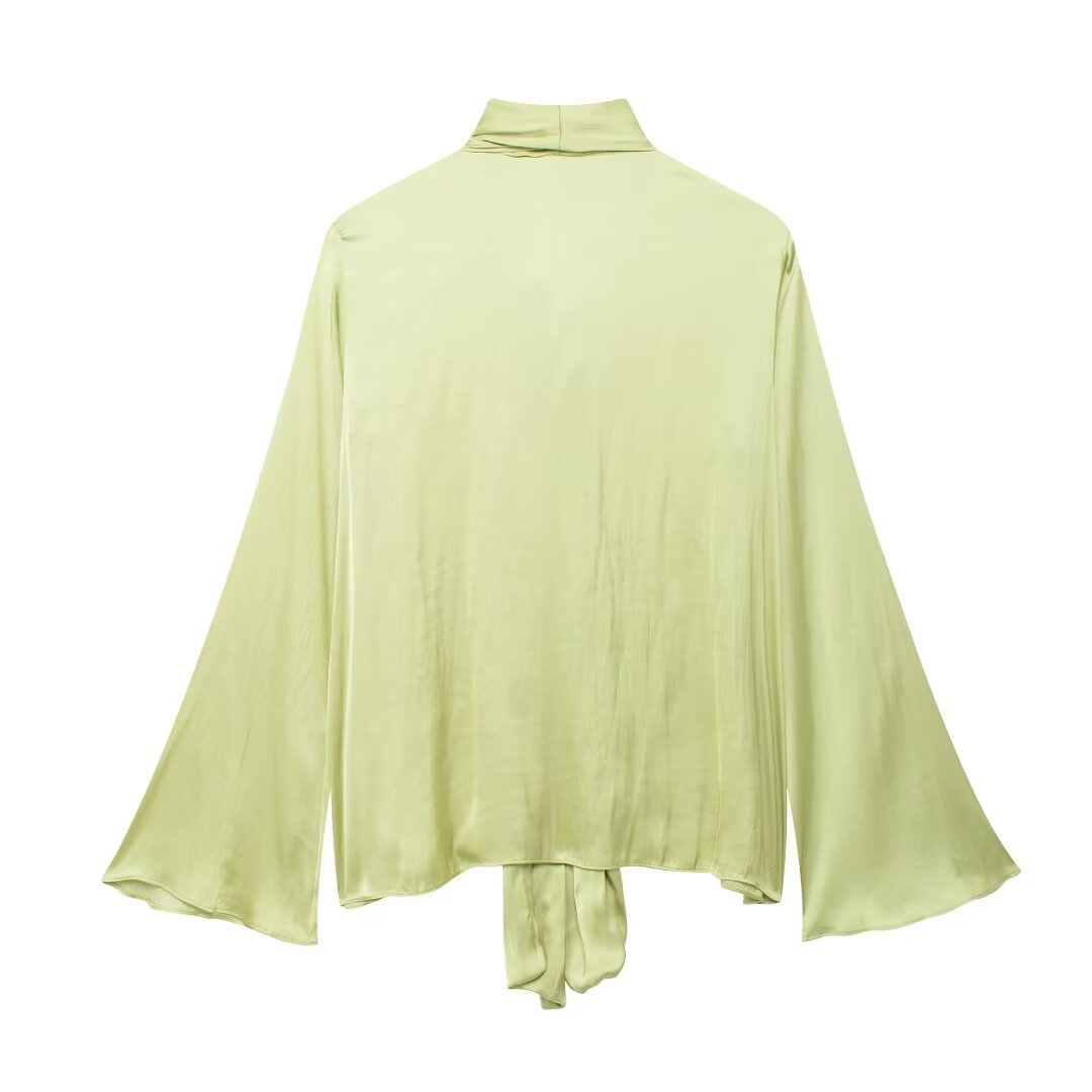 Tied Neck Bell Sleeve Blouse