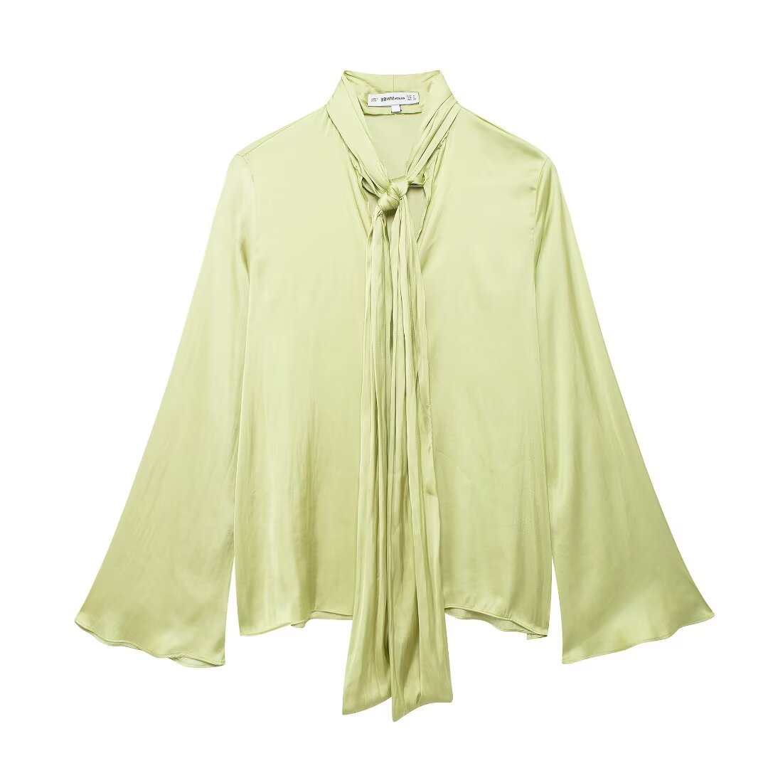 Tied Neck Bell Sleeve Blouse