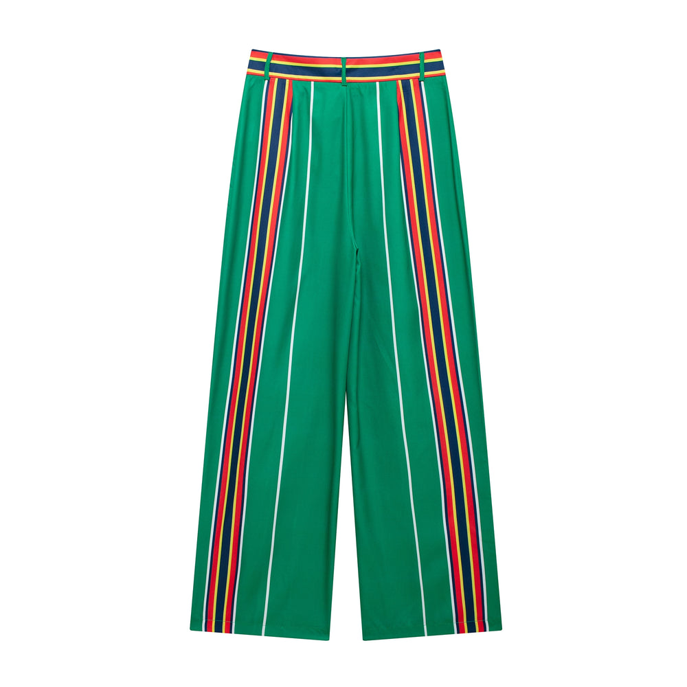 Striped Cropped High Waist Trousers