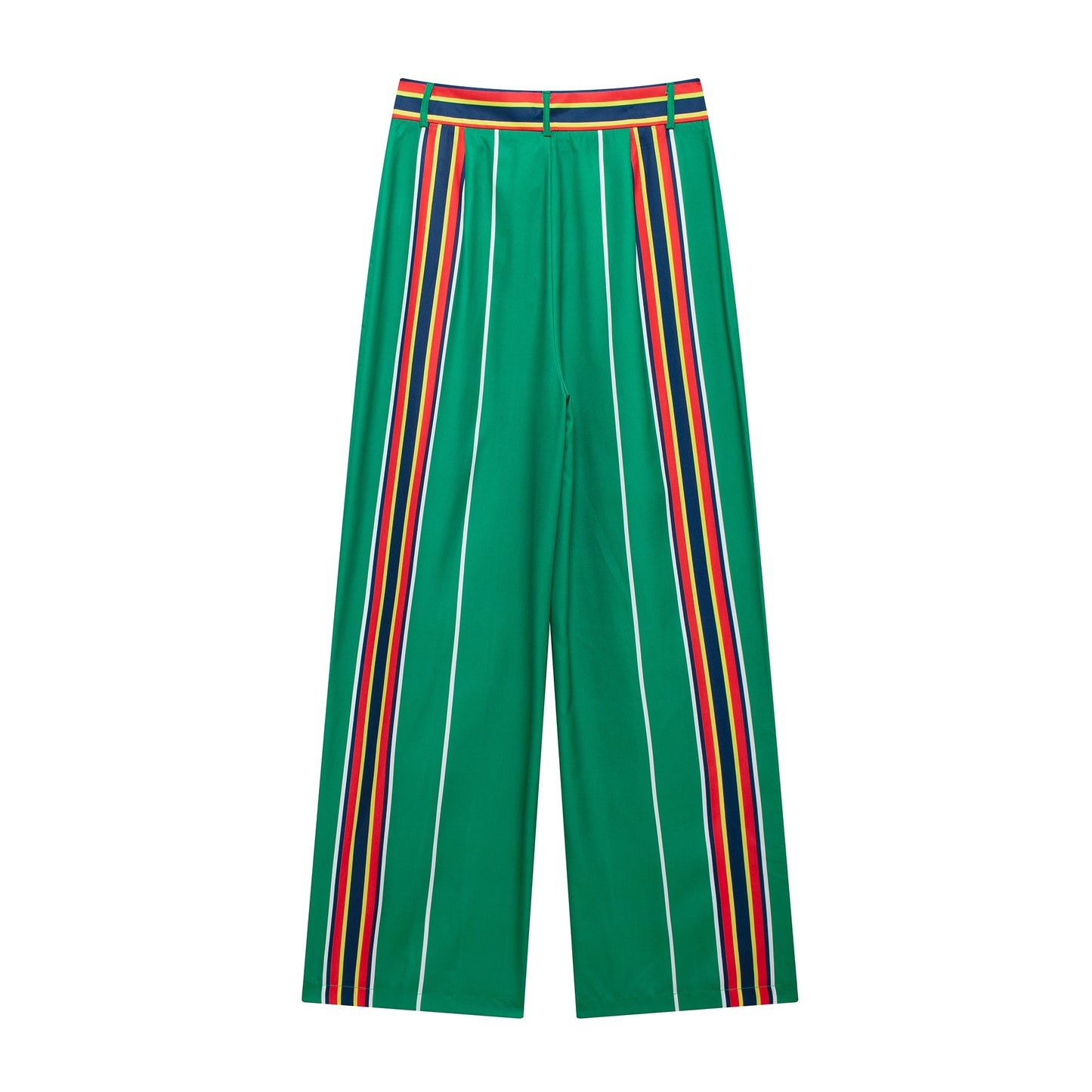 Striped Cropped High Waist Trousers