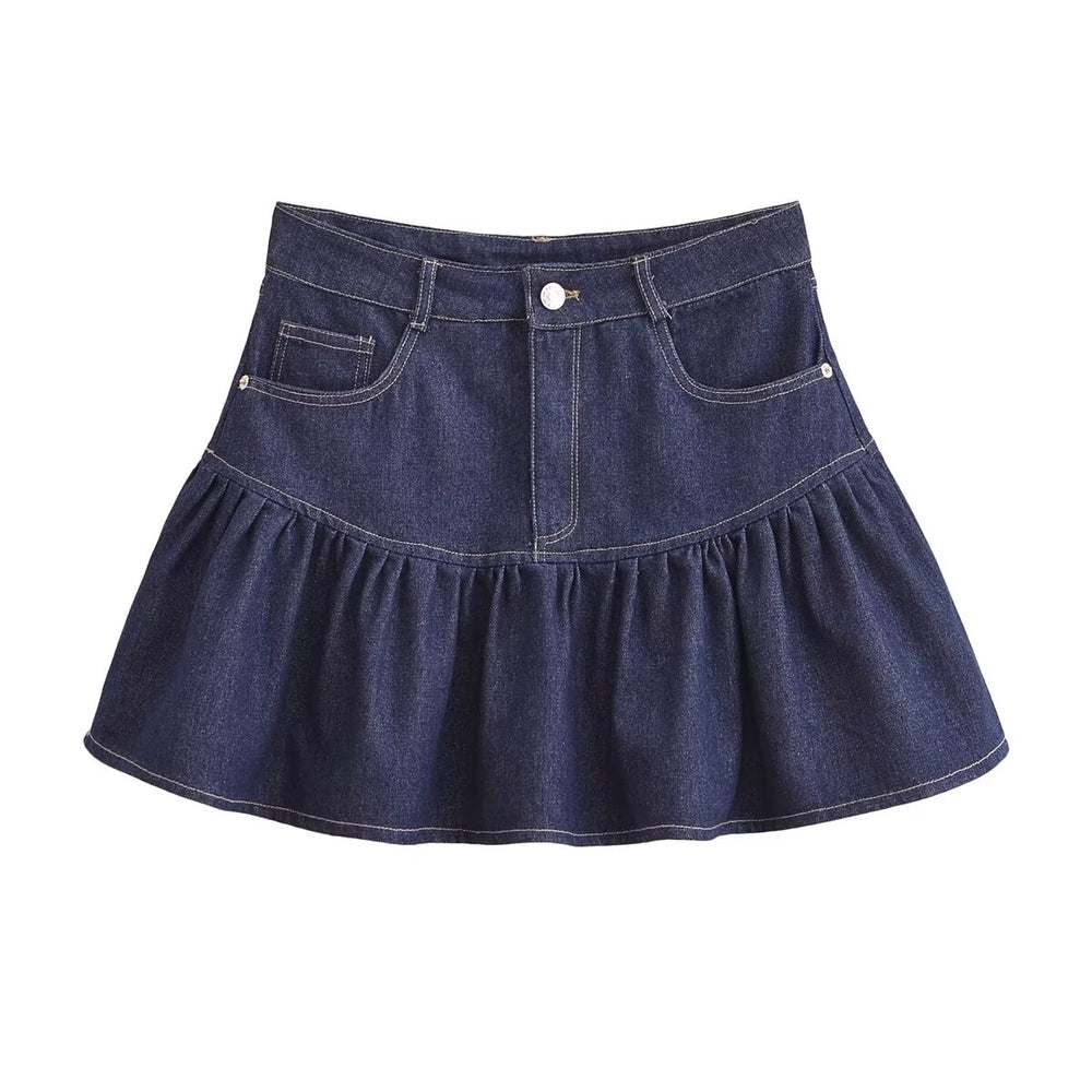 
                      
                        Dark Wash Ruffle Hem Mini Skirt
                      
                    