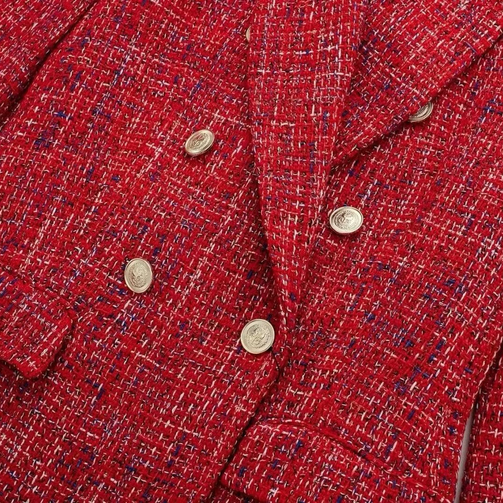 
                  
                    Double Breasted Tweed Blazer
                  
                