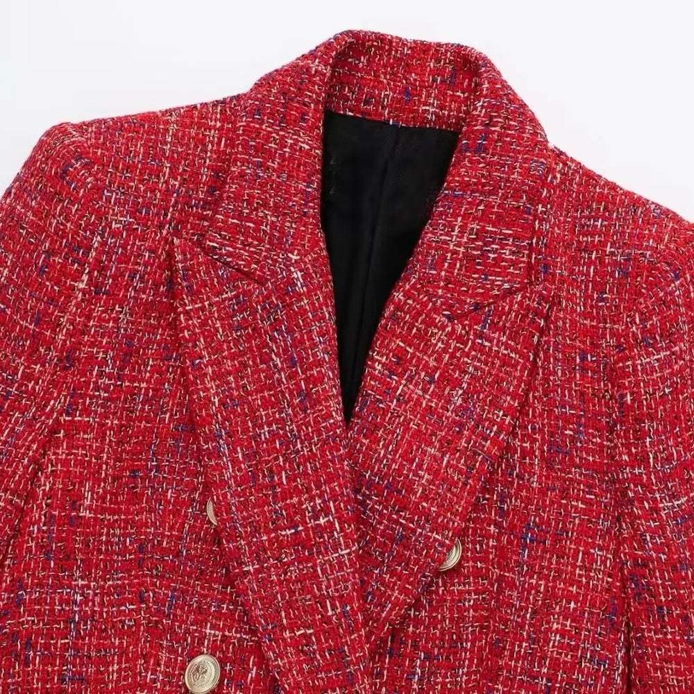 
                  
                    Double Breasted Tweed Blazer
                  
                