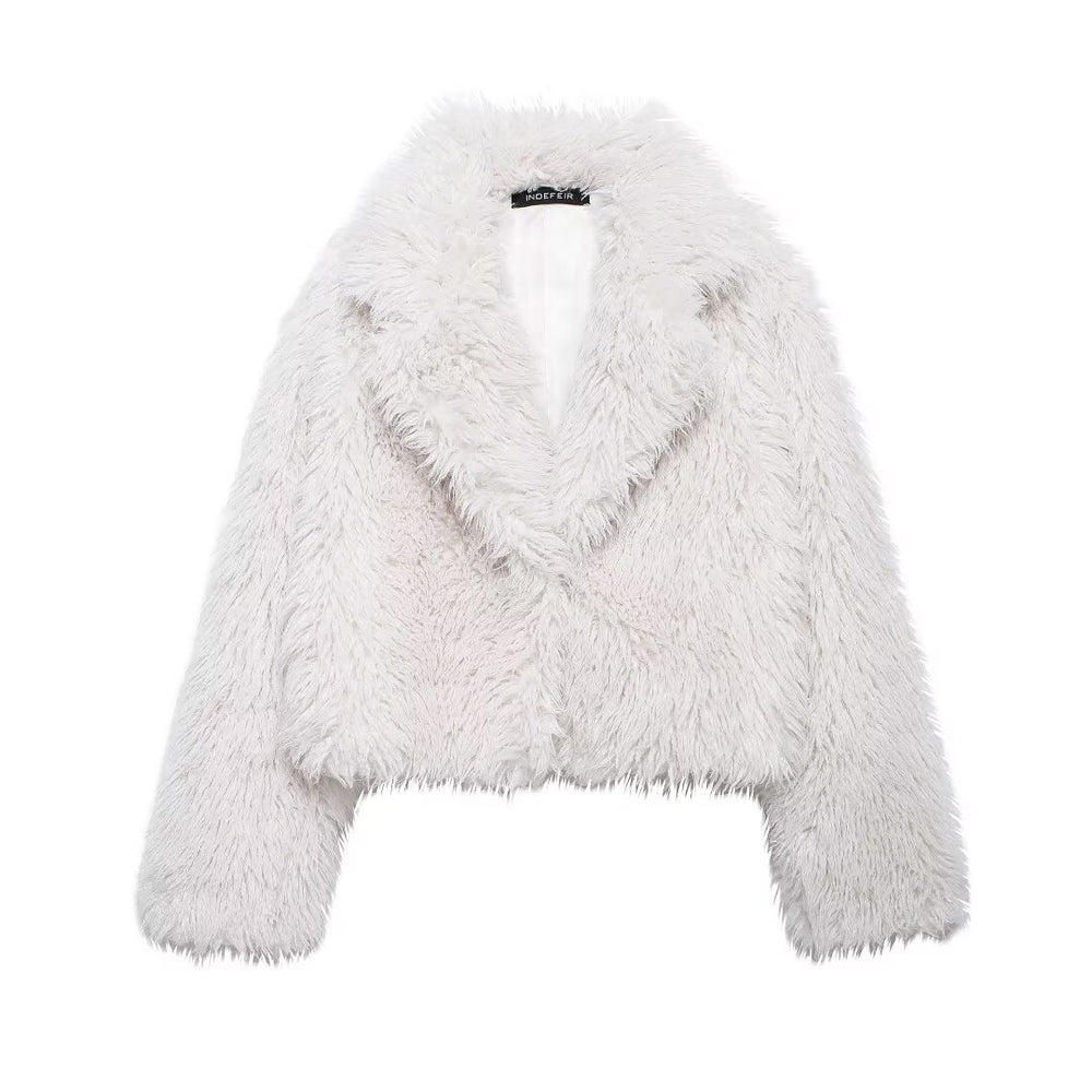 
                  
                    Long Sleeve Cropped Faux Fur Coat
                  
                