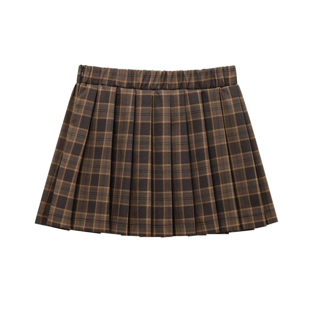 Plaid Pleated Tied Waist Mini Skirt