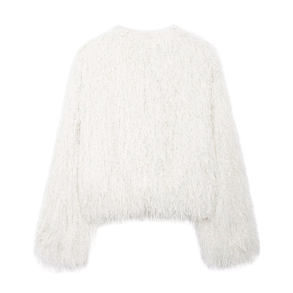 
                      
                        Crew Neck Furry Coat
                      
                    