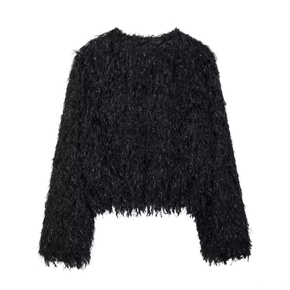 
                      
                        Crew Neck Furry Coat
                      
                    