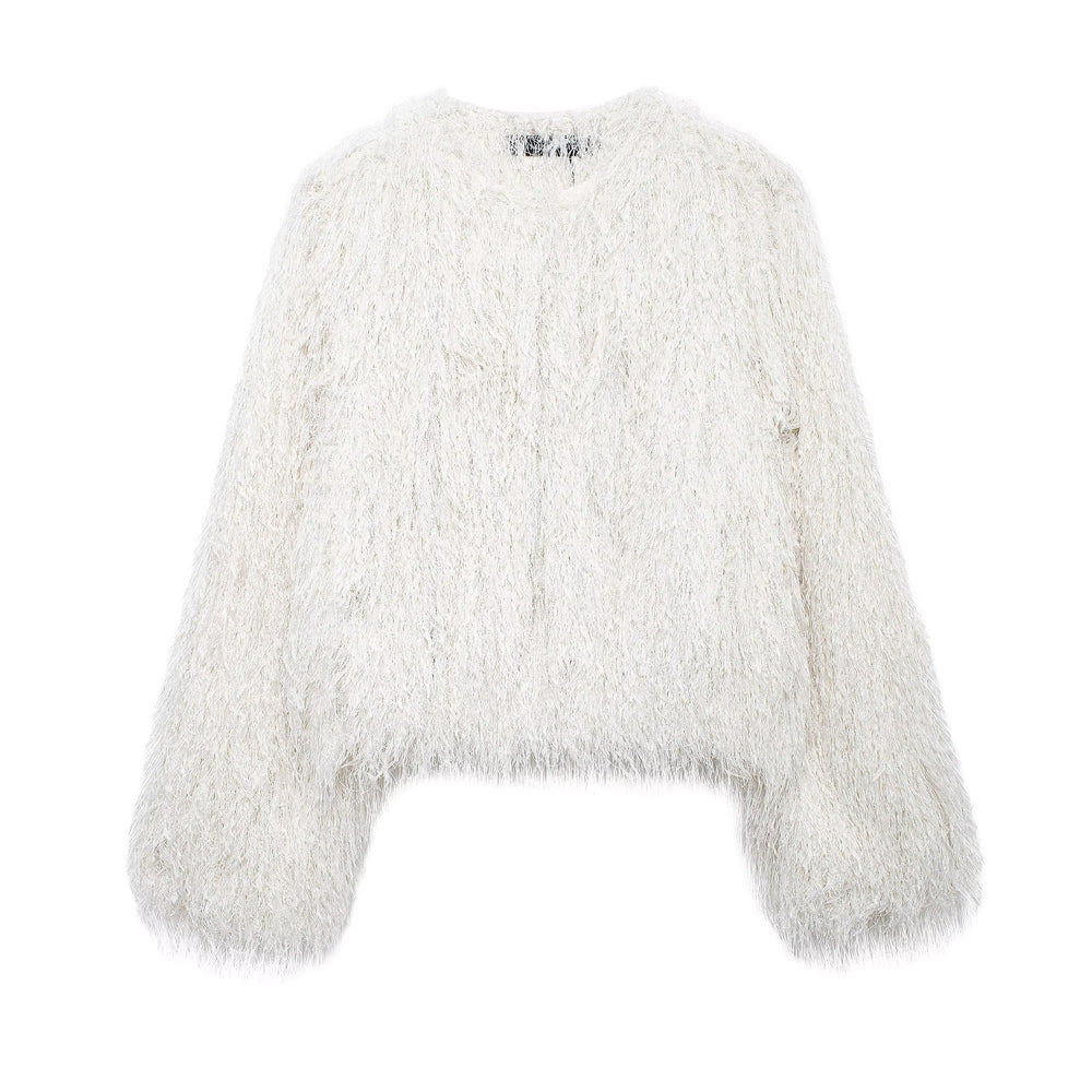 
                      
                        Crew Neck Furry Coat
                      
                    