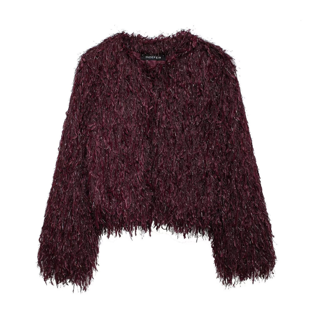 
                      
                        Crew Neck Furry Coat
                      
                    