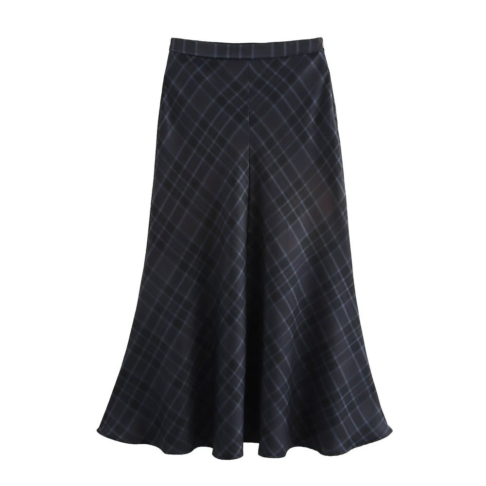 Plaid A Line Midi Skirt