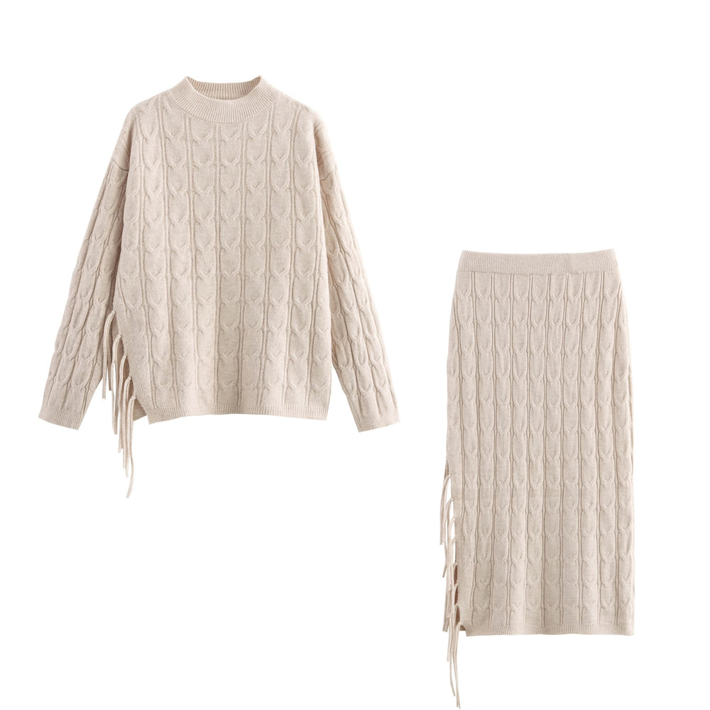 
                  
                    Tassel Knitted Sweater and Midi Skirt
                  
                