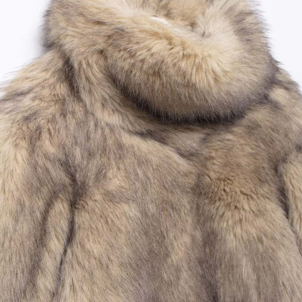 
                  
                    Collar and Cuff Faux Fur Coat
                  
                