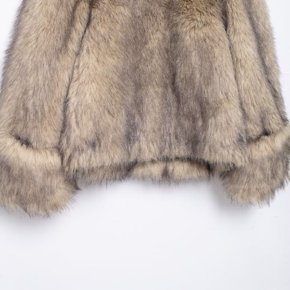 
                  
                    Collar and Cuff Faux Fur Coat
                  
                