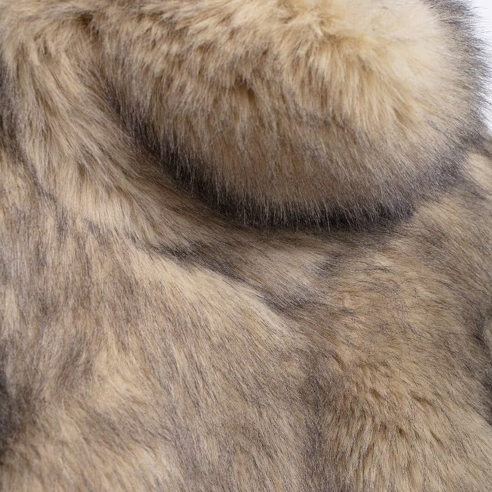 
                  
                    Collar and Cuff Faux Fur Coat
                  
                