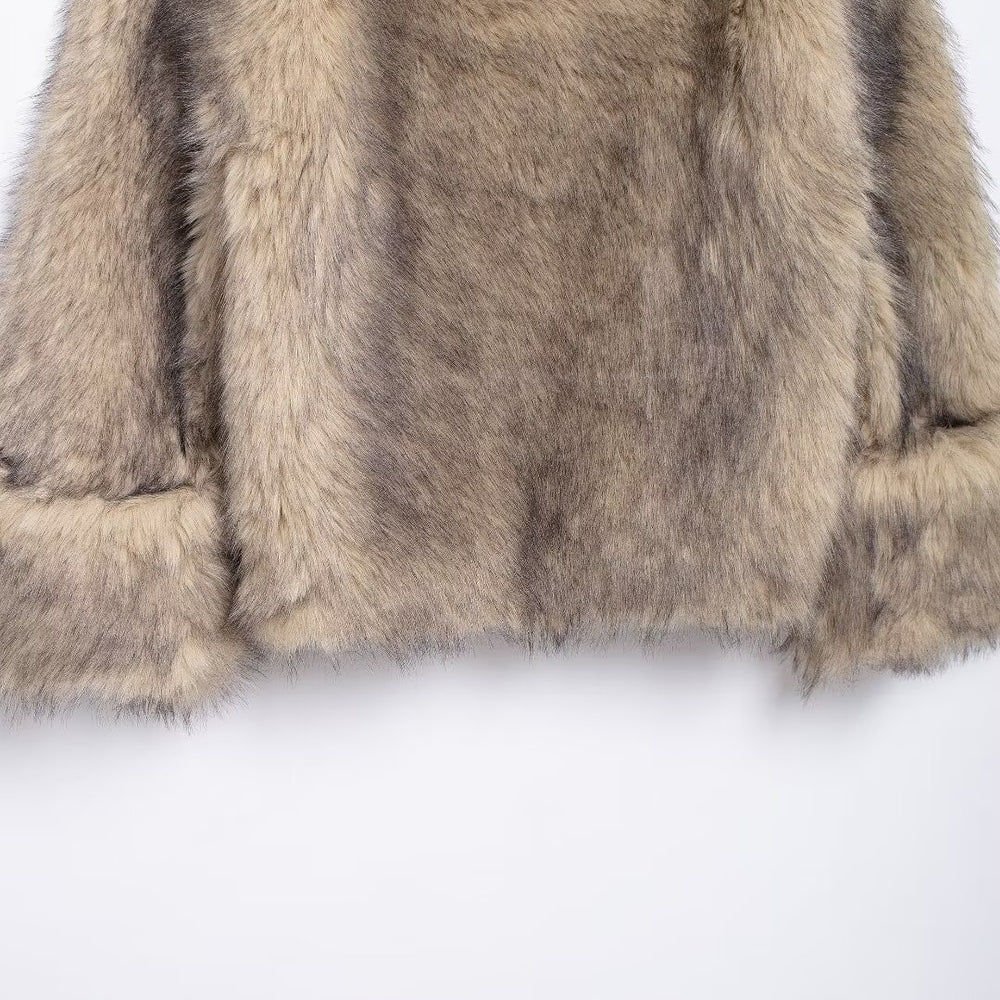 
                  
                    Collar and Cuff Faux Fur Coat
                  
                