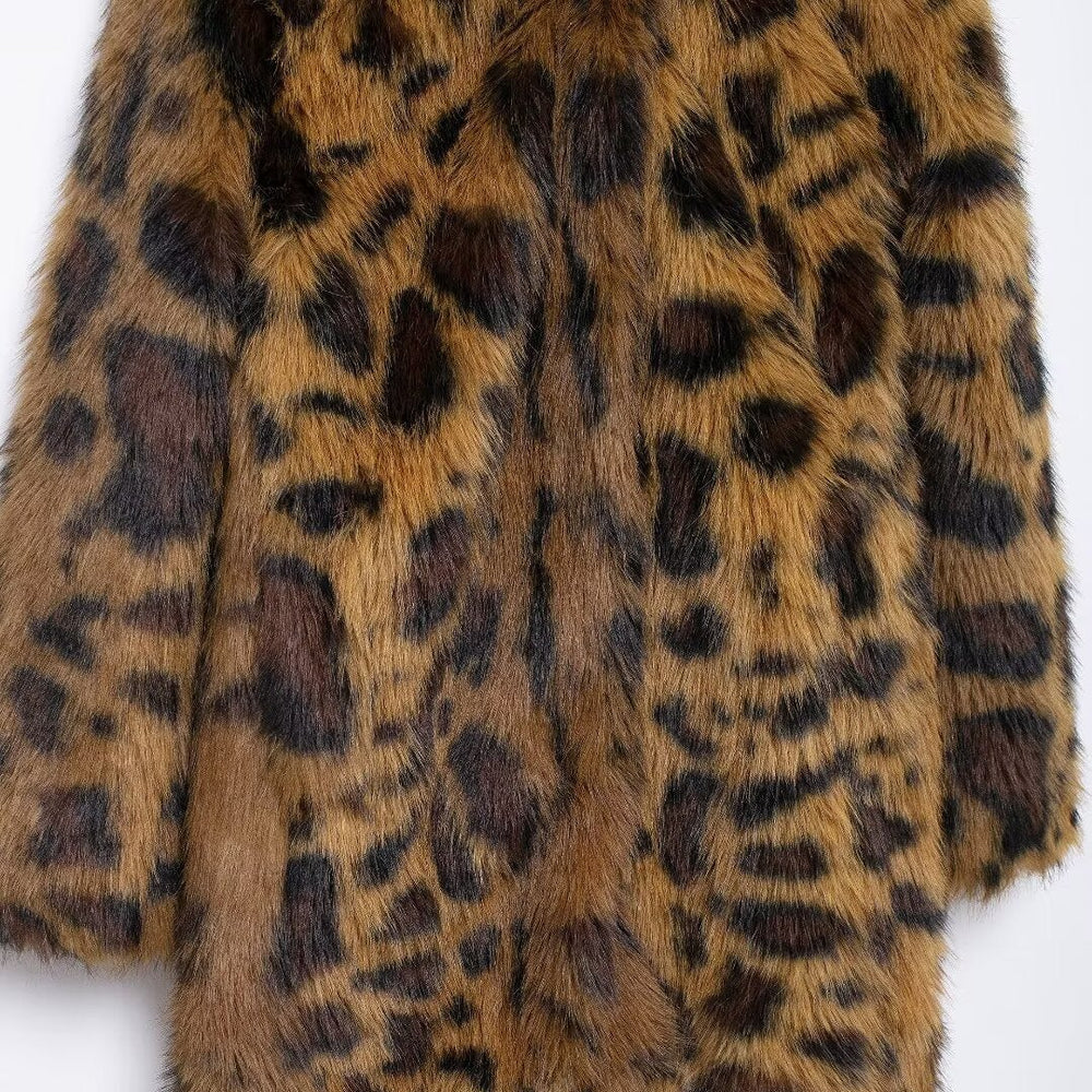 
                  
                    Leopard Print Long Sleeve Faux Fur Coat
                  
                