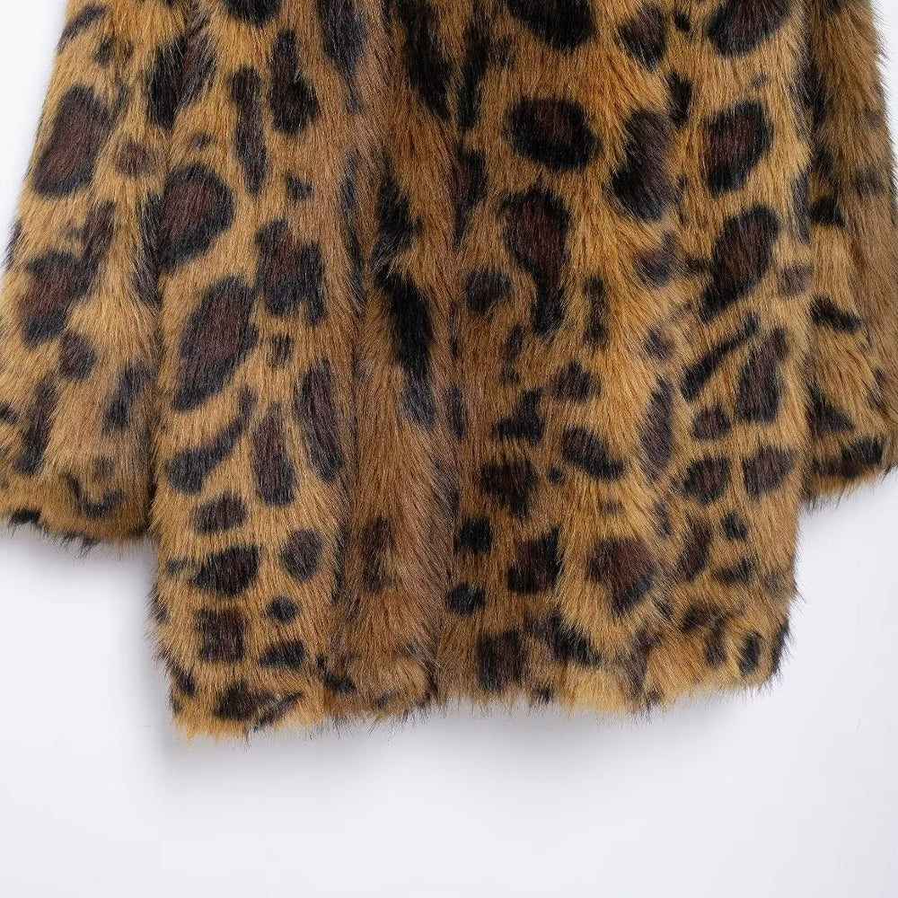 
                  
                    Leopard Print Long Sleeve Faux Fur Coat
                  
                