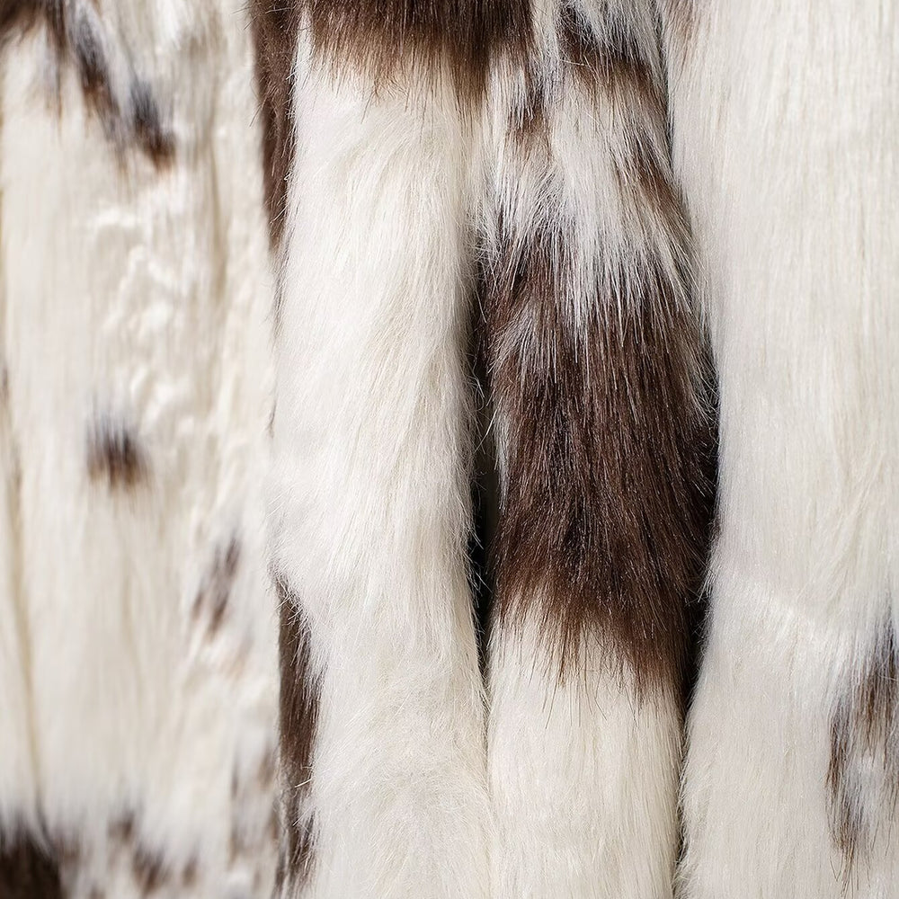 
                  
                    Faux Fur Cow Print 3/4 Length Coat
                  
                