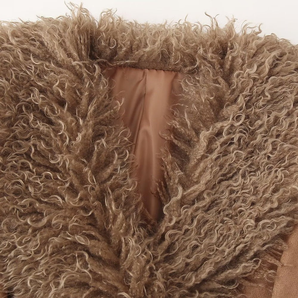 
                  
                    Faux Fur Trim Belted 3/4 Length Coat
                  
                