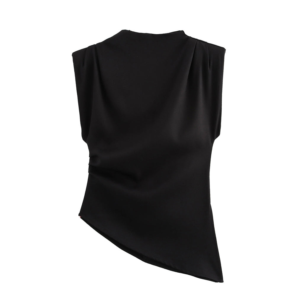 Boat Neck Asymmetric Hem Blouse