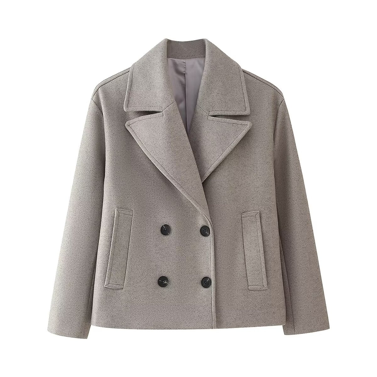 Double Breasted Wool Blend Short Coat – Shop Style Shark