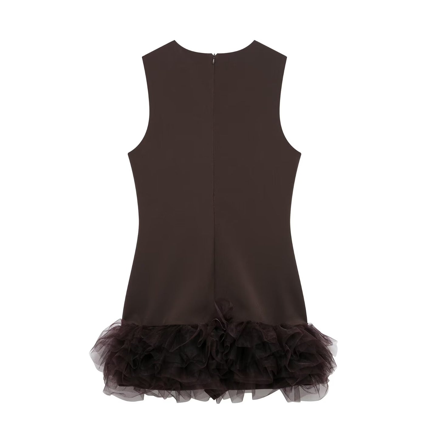 Tulle Hem Sleeveless Mini Dress