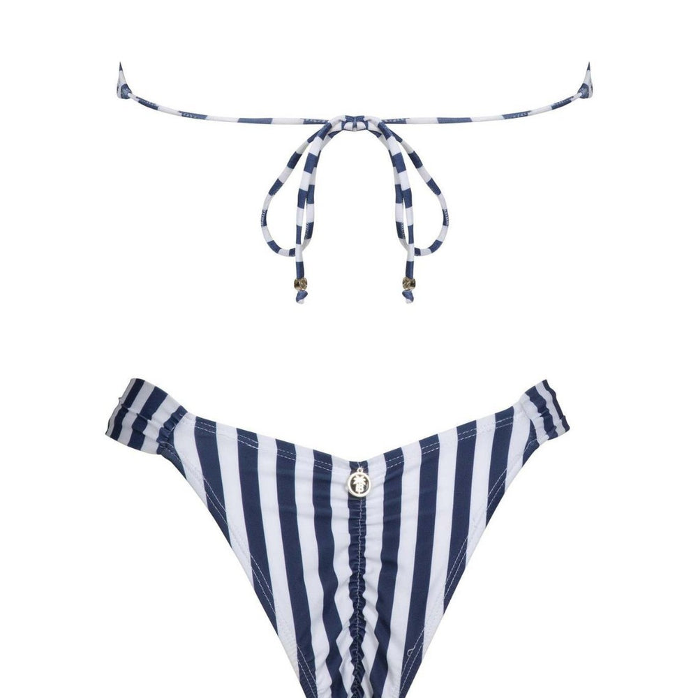 Striped Tube Top Bikini Set