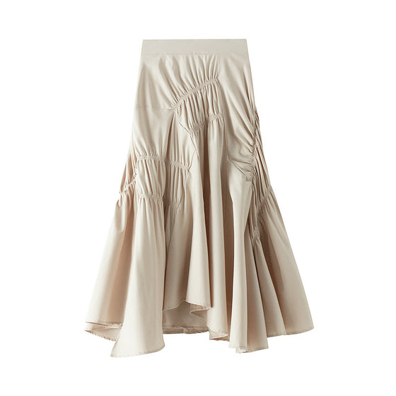 A Line Asymmetric Hem Midi Skirt
