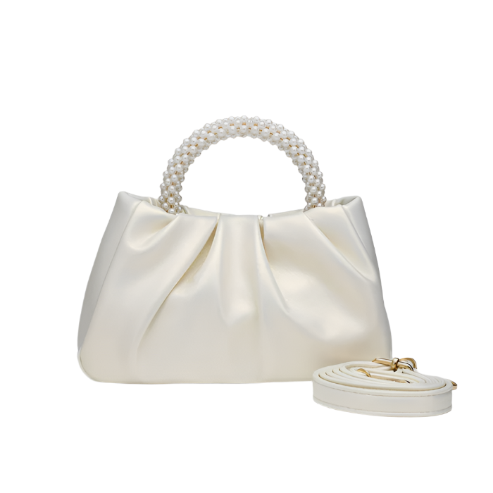 Pearl Top Handle Satin Mini Bag
