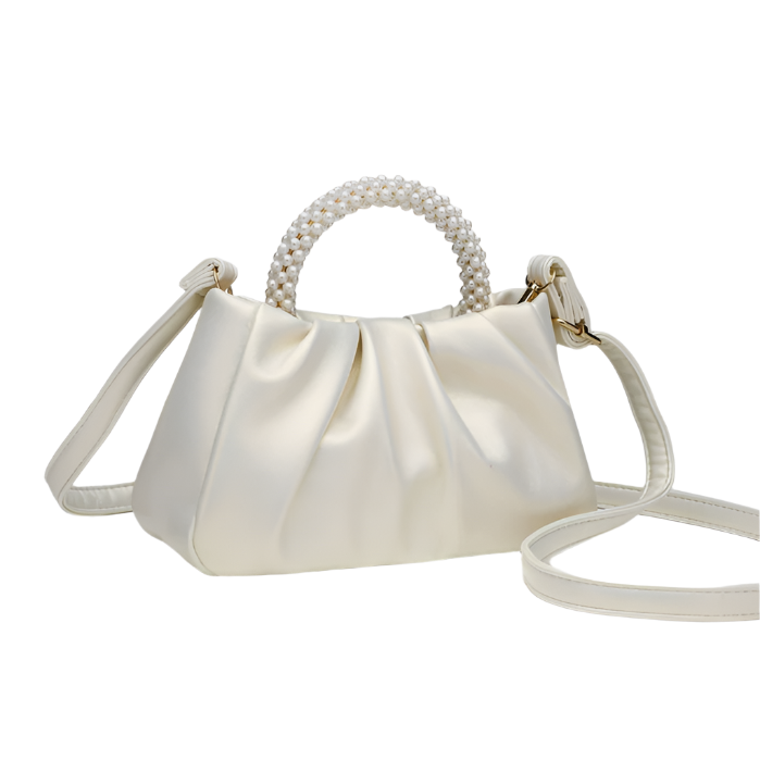 Pearl Top Handle Satin Mini Bag