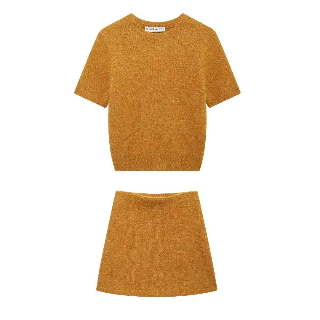 Short Sleeve Knit Tee and Matching Mini Skirt