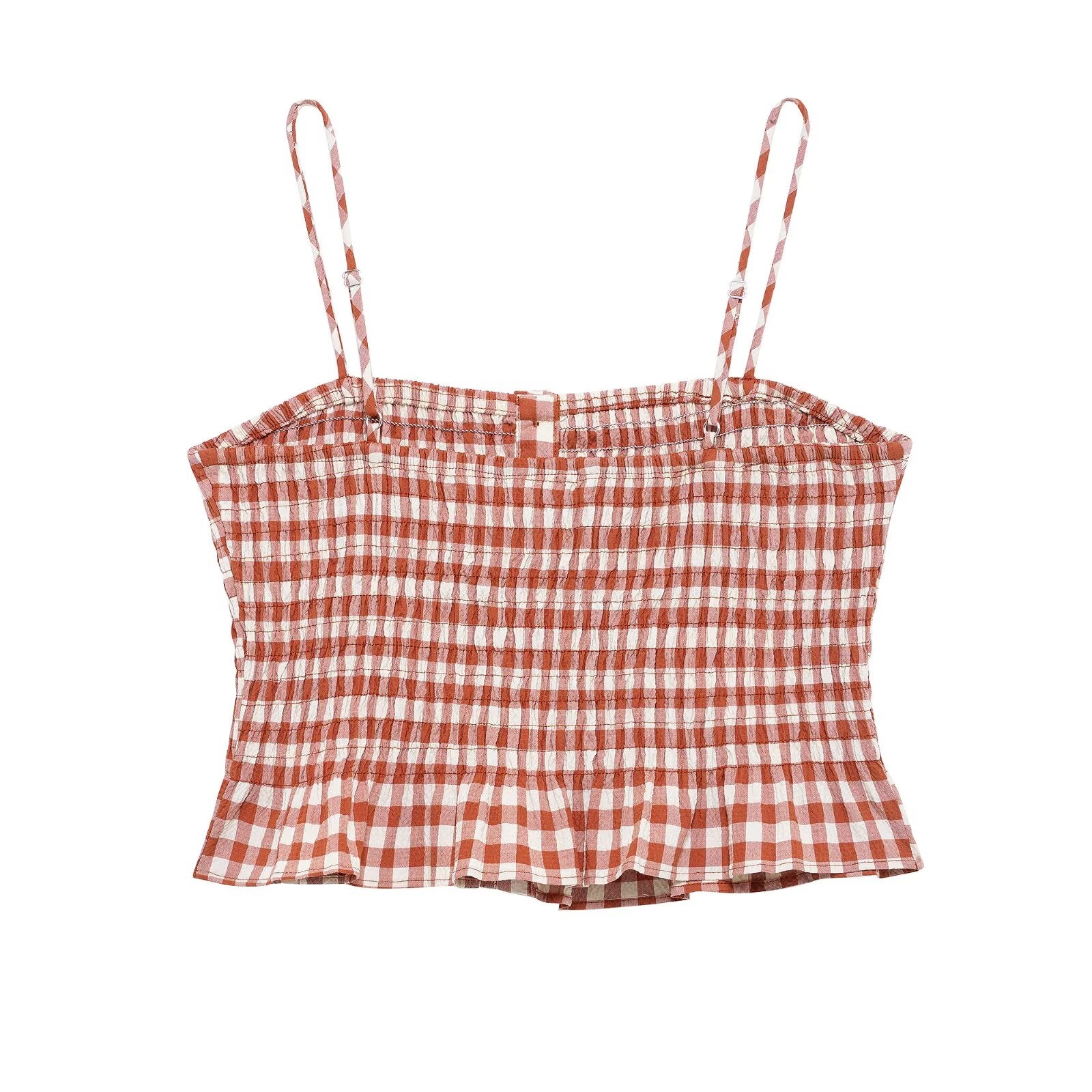 売れ筋商品|||エロクイ カットソー トップス レディース Plus Size Gingham Peplum Top Spring gingham red Unique Bargains Women's Summer Square Neck Gingham Peplum