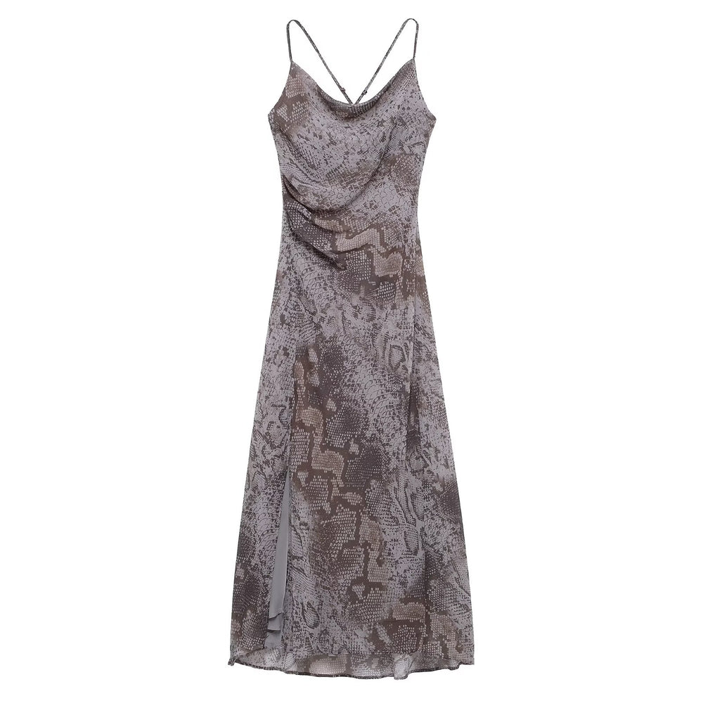 Snake Print Spaghetti Strap Dress