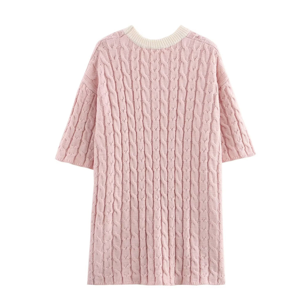 
                  
                    Cable Knit Short Sleeve Sweater Dress
                  
                