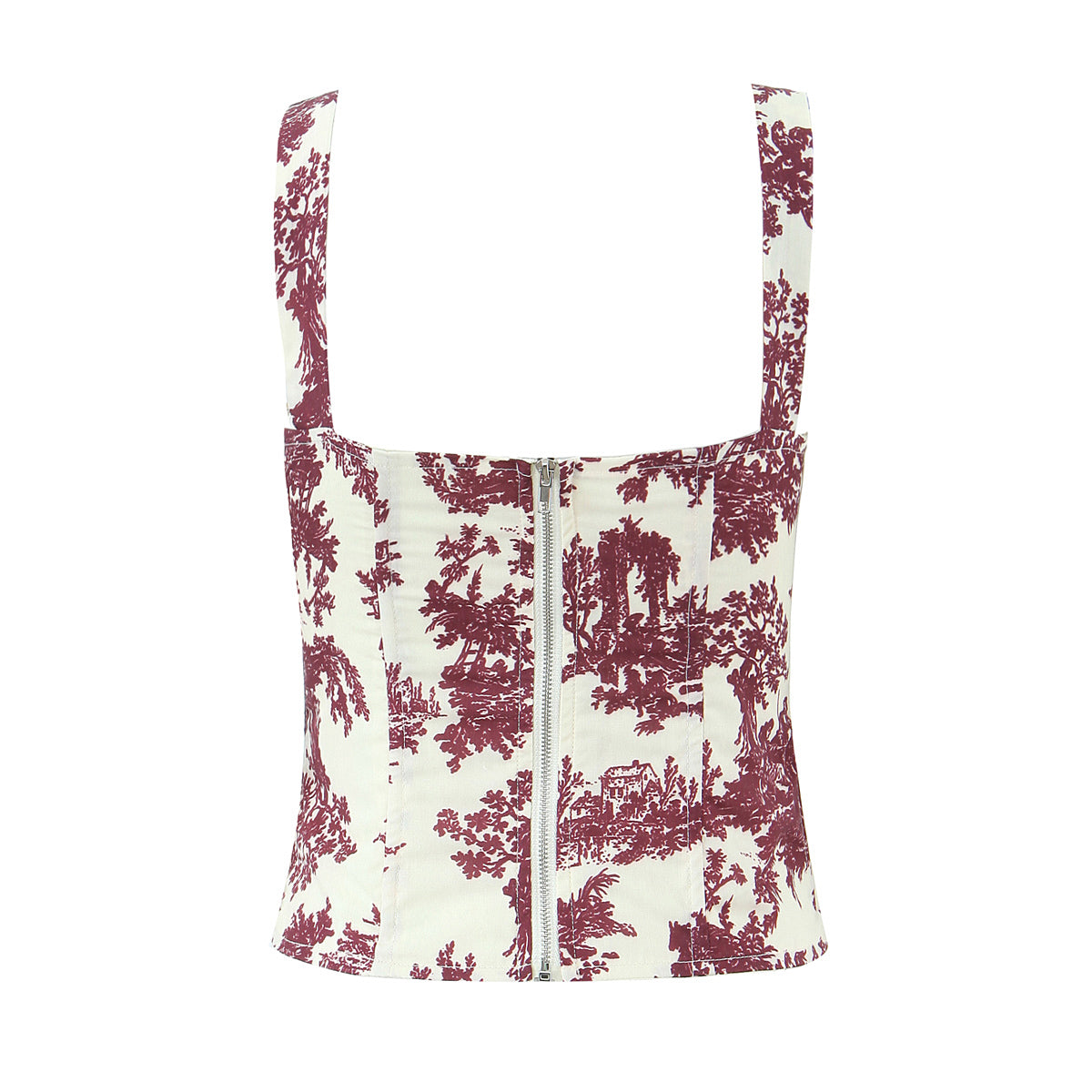 Square Neckline Floral Retro Corset Top