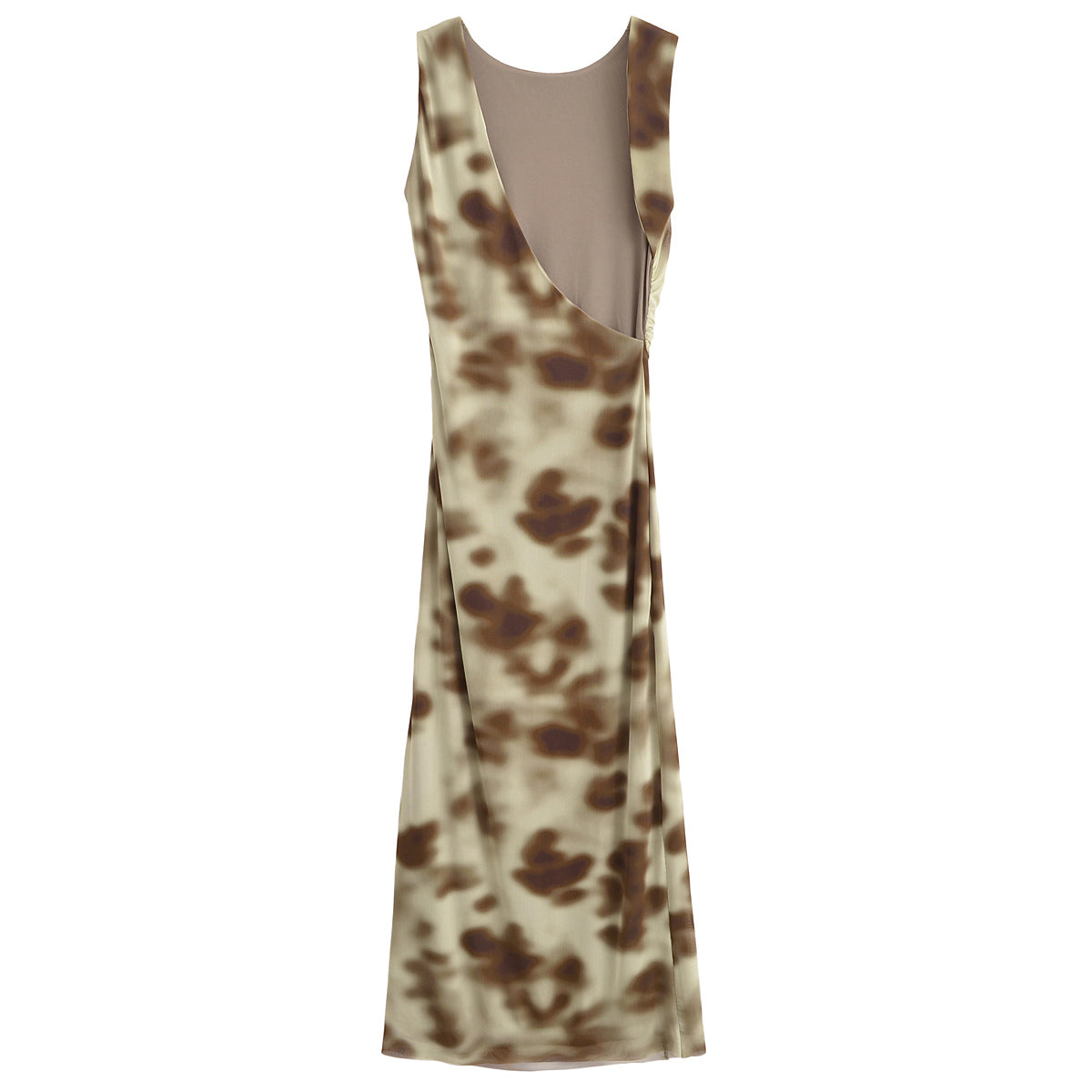 Print Ruched Sleeveless Maxi Dress