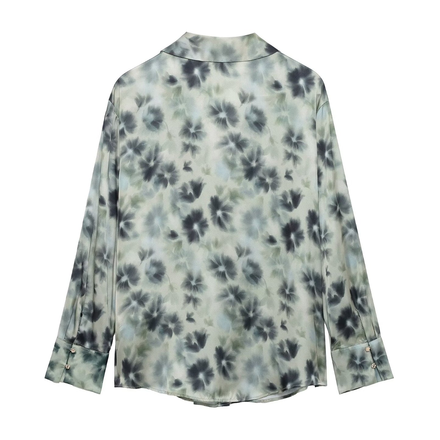 Abstract Floral Print V-Neck Blouse