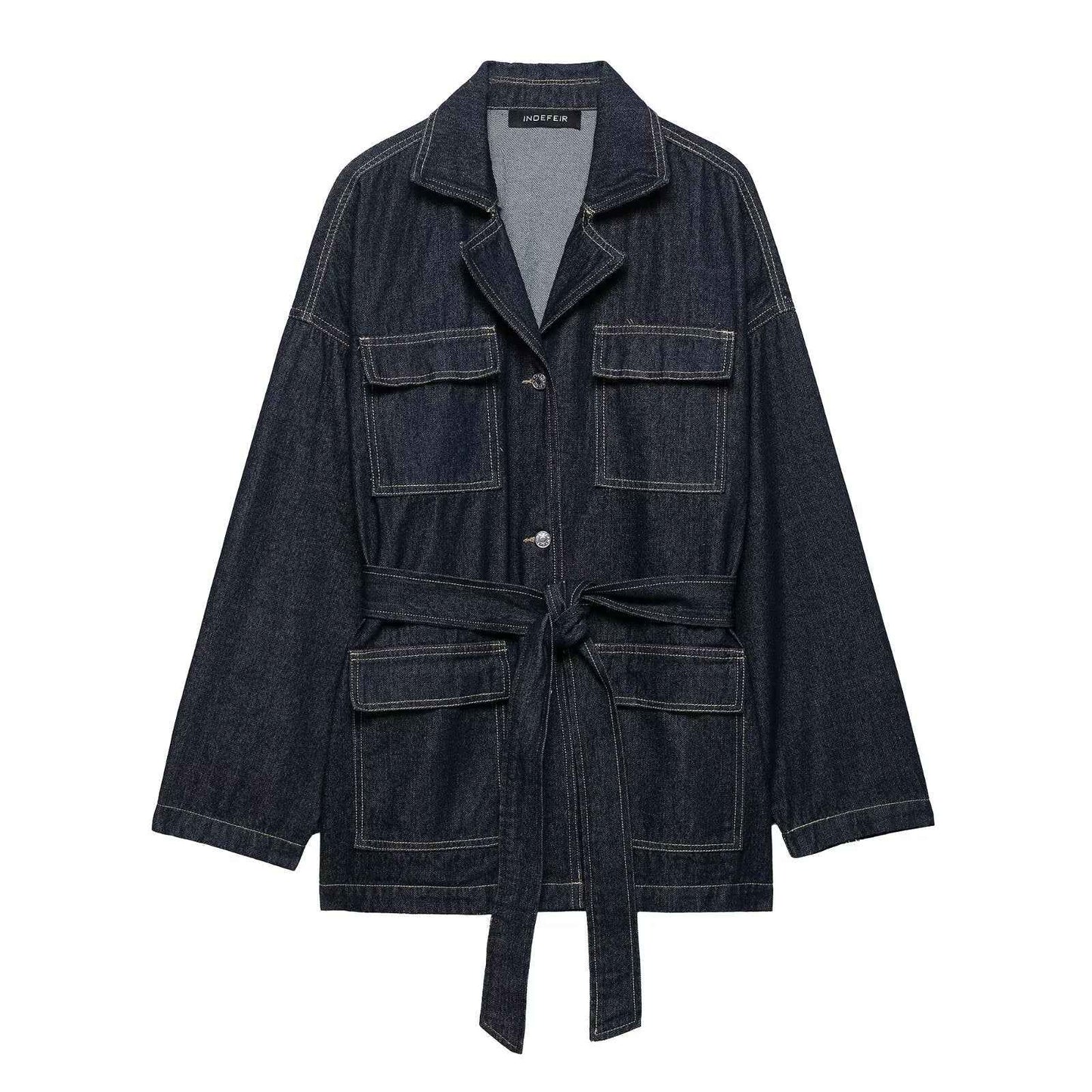 The Savannah Oversized Belted Denim Mini Dress
