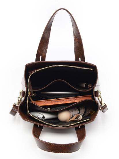 Top Handle and Shoulder Strap Faux Leather Tote Bag