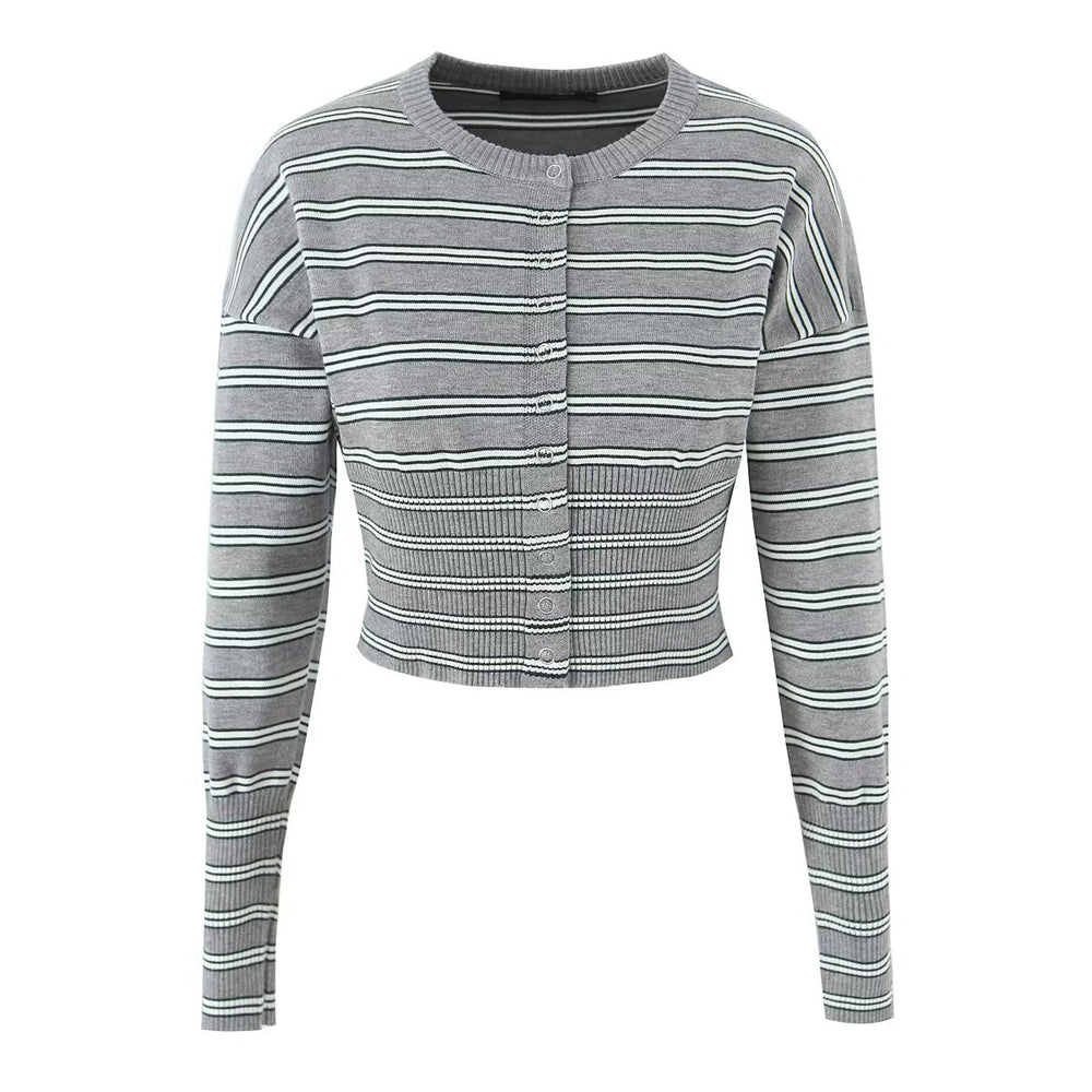 Long Sleeve Striped Cardigan Sweater