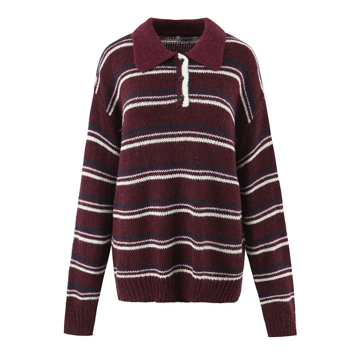 Striped Long Sleeve Collared Sweater